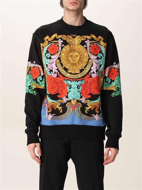 versace jeans floral sweatshirt black|Versace Jeans couture white shirt.